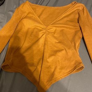 Long sleeved brown crop top